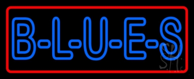 Red Border Blues Block Neon Sign
