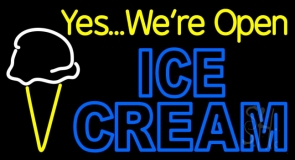 Yes We Are Open Ice Cream Cone Neon Sign