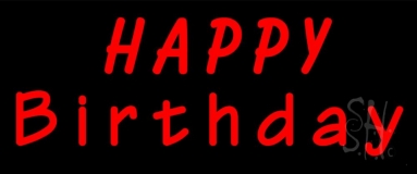 Red Happy Birthday Neon Sign