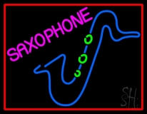 Saxophone Block Logo Neon Sign