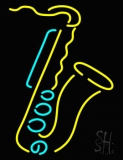 Saxophone Yellow Logo Neon Sign
