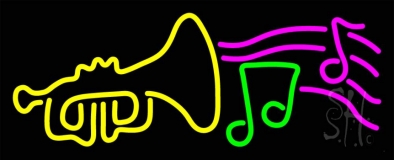 Trumpet With Musical Note Neon Sign