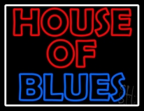 White Border House Of Blues Neon Sign