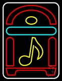 White Border Juke Box With Musical Note Neon Sign