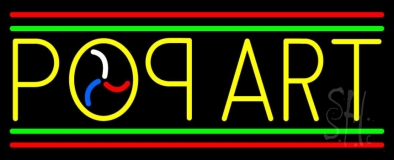 Yellow Pop Art Red And Green Line Neon Sign