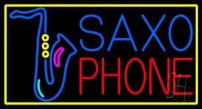 Yellow Saxophone Musical Note Neon Sign