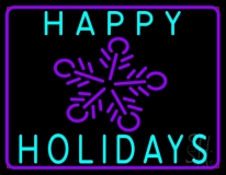 Blue Happy Holidays Neon Sign