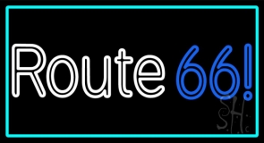 Blue Route 66 Block Neon Sign