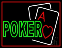 Green Poker With Cards Neon Sign