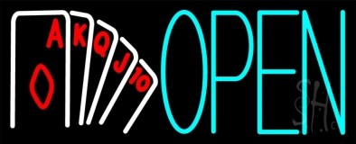 Open Royal Flush Poker Neon Sign