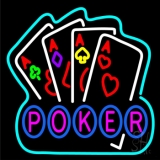 Poker Game 4 Aces Black Neon Sign