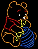 Pooh Eating Honey Neon Sign