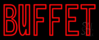 Red Double Stroke Buffet Neon Sign