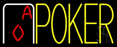 Yellow Poker With Cards Neon Sign