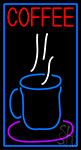 Blue Coffee Glass With Blue Border Neon Sign