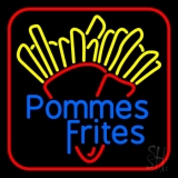Blue Pommes Frites Fries Neon Sign