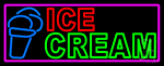 Double Stroke Blue Ice Cream Cone Neon Sign