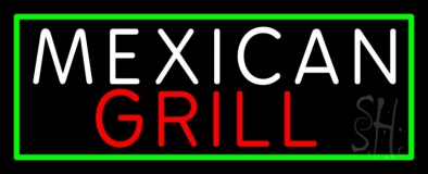 Mexican Grill With Green Border Neon Sign