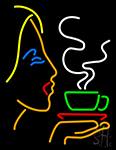 Girl Logo With Hot Coffee Neon Sign
