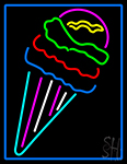 Multi Colored Ice Cream Cone Logo Neon Sign