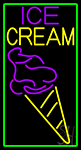 Purple Yellow Ice Cream Cone Neon Sign