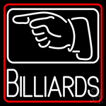 Billiards With Hand Logo Neon Sign