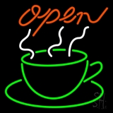 Blue Open Coffee Cup Neon Sign