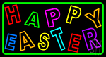 Purple Happy Easter 2 Neon Sign