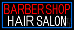 Barber Shop Hair Salon With Blue Border Neon Sign