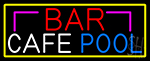 Bar Cafe Pool With Yellow Border Neon Sign