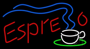 Espresso With Coffee Steam Neon Sign