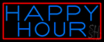 Blue Happy Hour With Red Border Neon Sign