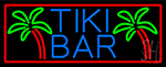 Blue Tiki Bar Palm Tree With Red Border Neon Sign