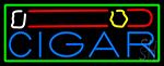 Cigar And Smoke With Green Border Neon Sign