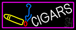 Cigars With Smoke Bar With Pink Border Neon Sign