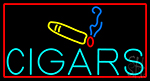 Cigars With Smoke Bar With Red Border Neon Sign