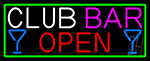 Club Bar With Martini Glass Open Neon Sign