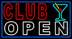 Club With Martini Glass Open Neon Sign