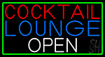Cocktail Lounge Open With Green Border Neon Sign