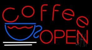 Red Coffee Open Neon Sign