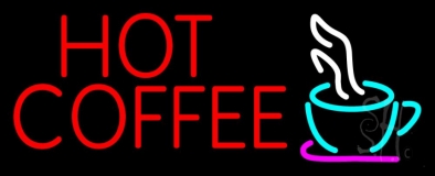 Red Hot Coffee With Cup Neon Sign