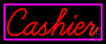 Cursive Red Cashier With Pink Border Neon Sign