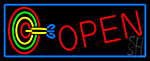 Dart Board Open With Blue Border Neon Sign