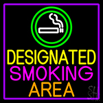 Designated Smoking Area With Purple Border Neon Sign