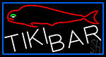 Dolphin Tiki Bar With Blue Border Neon Sign