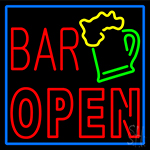 Double Stroke Bar Open With Beer Mug Neon Sign