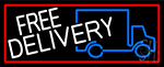 Free Delivery And Van With Red Border Neon Sign