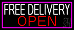 Free Delivery Open With Pink Border Neon Sign