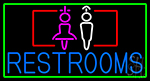 Girls And Boys Restrooms Bar With Green Border Neon Sign