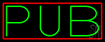 Green Pub With Red Border Neon Sign